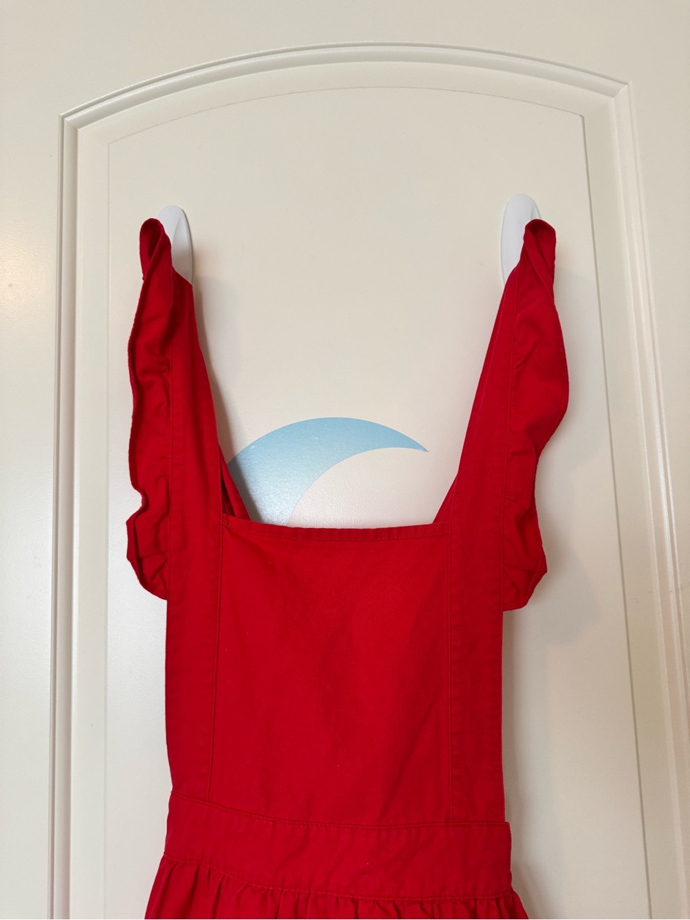 Cherry Red Ruffled Apron with Pockets - Picture 2 of 9